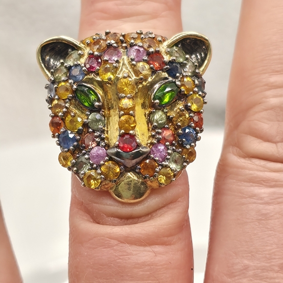 HP Spectacular Estate Michael Valitutti Genuine Multi Sapphire Panther Ring - Picture 6 of 9